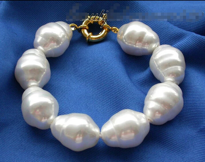

z4008 Huge 8" 22mm white rice south sea shell pearl bracelet ^^^@^Noble style Natural Fine jewe SHIPPING 5.25
