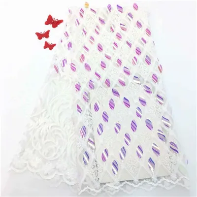 Кружевная ткань для свадебных платьев Персиковое Африканское кружево высококачественное кружево с блестками - Цвет: 1
