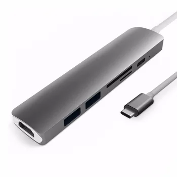 

Multifunctional Type-c Hub 6-in-1 Type-c Adapter 4K HDMI Output USB 3.0 Ports With Card Reader Hub for MacBook PC Phone