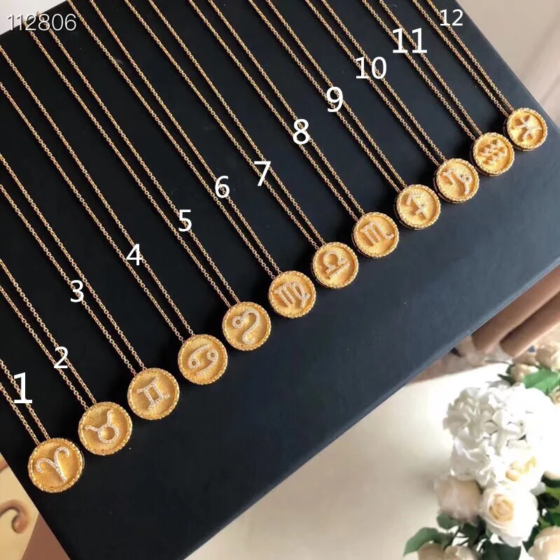 

12 Constellation Necklace Gold coin Virgo Libra Scorpio Sagittarius Capricorn Aquarius Zodiac Necklace Circle Pendant bijoux