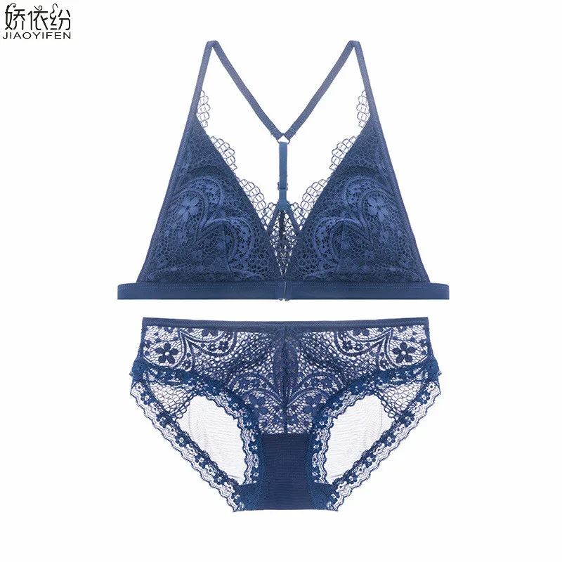 JYF Full Triangle Lace Lingerie Set Sexy Ultra Thin Women Elegant Underwear Front Closure Lace Bra Y-line Straps Bra Brief Sets JYF Full Triangle Lace Lingerie Set Sexy Ultra Thin Women Elegant Underwear Front Closure Lace Bra Y-line Straps Bra Brief Sets