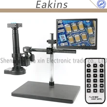 16.0MP Full HD 1080 P 60Fps HDMI USB2.0 промышленности микроскоп Камера+ большой Настольный Стенд+ 144 светодиодный кольцо свет+ 10," ЖК-дисплей+ подставка для вспышки