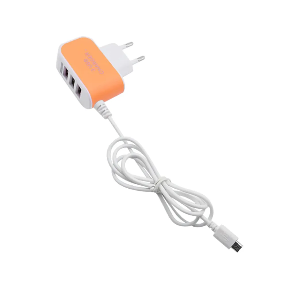 EPULA, модный, 3.1A, тройной USB порт, настенный, для дома, путешествия, AC, зарядное устройство, адаптер для samsung, для Apple, ЕС, вилка для зарядки сотовых телефонов - Цвет: Orange