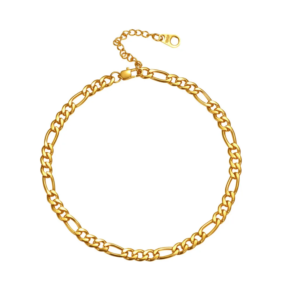 

Hot sale fashion style trendy Figaro chain anklet gold/steel color foot jewelry unisex everyday wear 5mm free shipment GA226G