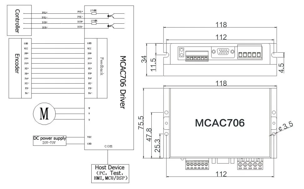 180 Вт 36vdc 0.57n.m D = 57 мм бесщеточный Серводвигатель Driver Kit 1000 линия 3000 об./мин. СКМ 57jsf1830p+ mcac706