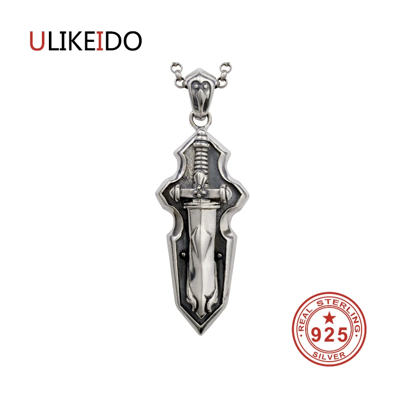

Pure 925 Sterling Silver Jewelry Sword Charms Punk Pendants for Men And Women Thai Silver Necklace Chain Fine Gift 1347