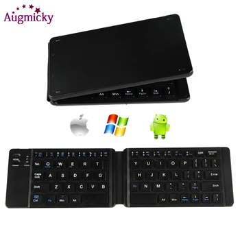 

Mini Rechargable Leather Portable Folding Bluetooth Keyboard BTWireless Foldable Keypad forIOS/Android/Windows ipad Tablet phone