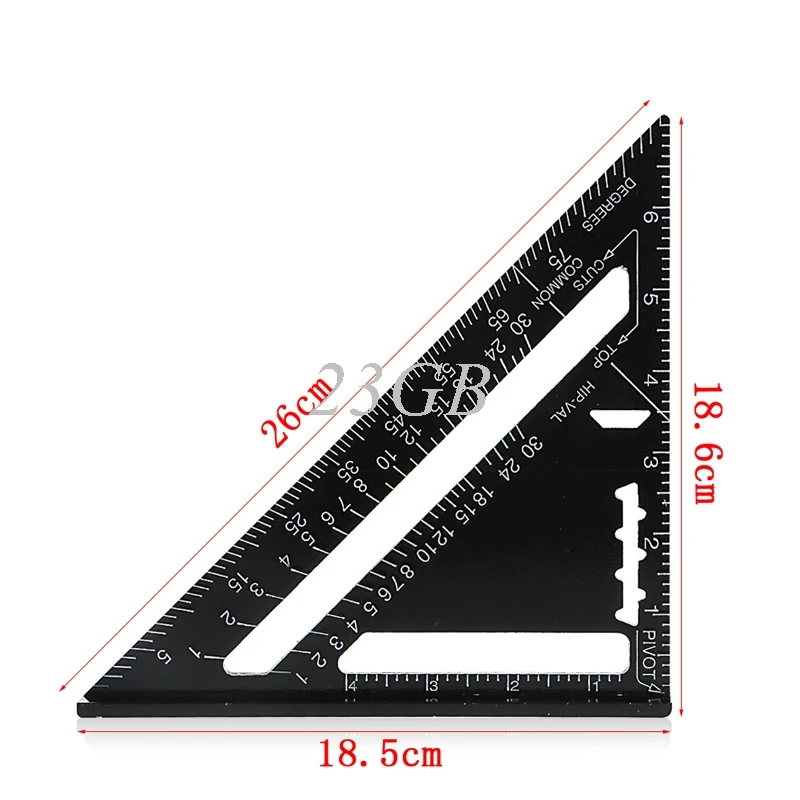 Метрическая система Черный алюминиевый сплав измерение скорости квадратный кровельный треугольник " MAR21_15