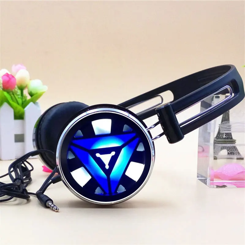 Регулируемые спортивные наушники Iron Man ARC REACTOR игровая гарнитура стерео на