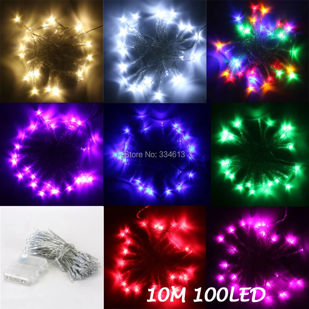Battery Operated 10M 100 LEDs String Lights Fairy Party Wedding Christmas LED Strip Waterproof with Flash | Светодиодная