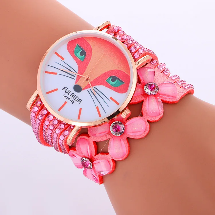 

2019 Top Fashion Selling Speed Sell Tong Fox Pattern Korea Velvet Circles Watch Bracelet Students For Women Fashion Wholesale
