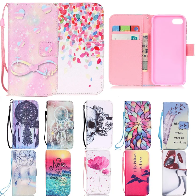 

Luxury Fashion Lotus Cat Pattern Pu Wallet Flip Case for Apple iPhone 8 7 Plus 4 4S 5 5S SE 5C i6 6 6S Protective Shell Cover