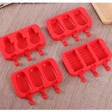 3 отверстия овальной формы эллипса силиконовые формы для мороженого кролик эскимо формы лоток для льда Куб инструменты для заморозки мороженого на палочке держатель