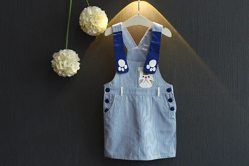

[Bosudhsou.] yyy-8 Autumn clothing children skirt girl's cartoon striped suspender skirt overalls baby girls clothes
