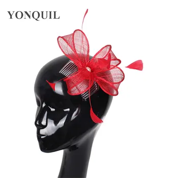 

20 colors sinamay fascinator hats with rhinestone women feather hair accessories popular bridal veils Very nice free shipping