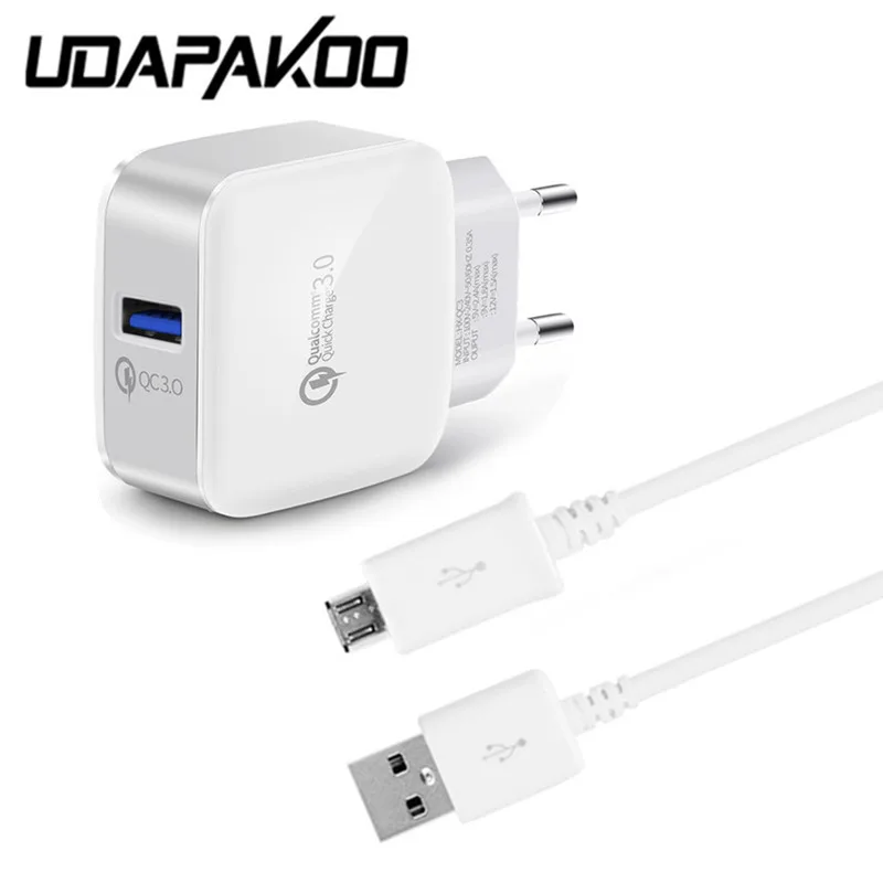 Quick Charge 3.0 2.0 EU plug USB adapter Charger & micro usb cable For Redmi 4X 4A 5 6 for