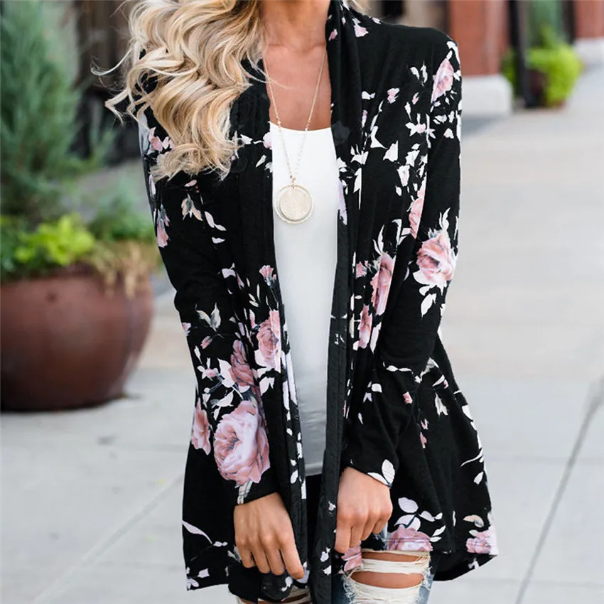 

2019 HOT Women Ladies Floral Jacket Open Front Kimono Overcoat Casual Cardigan Chiffon shirt #0426 A#487