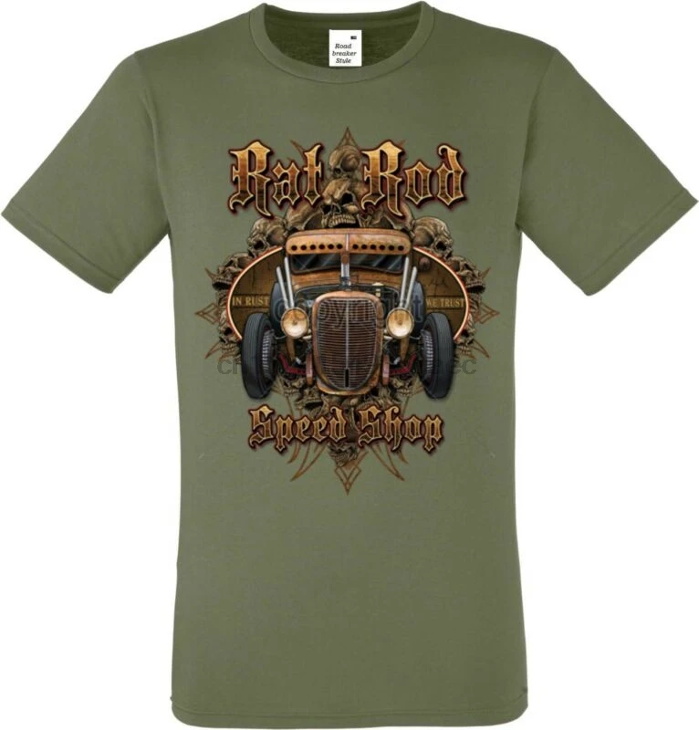 T Shirt in schwarz mit einem Hot Rod-/&`50 Stylemotiv Modell Black Top