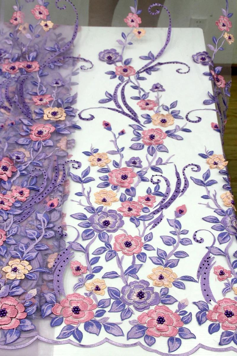 

Nigerian Lace Fabrics For Wedding 2018, African French Lace Fabric High Quality 3D Lace,Beaded And Stones Lace Applique Wedding