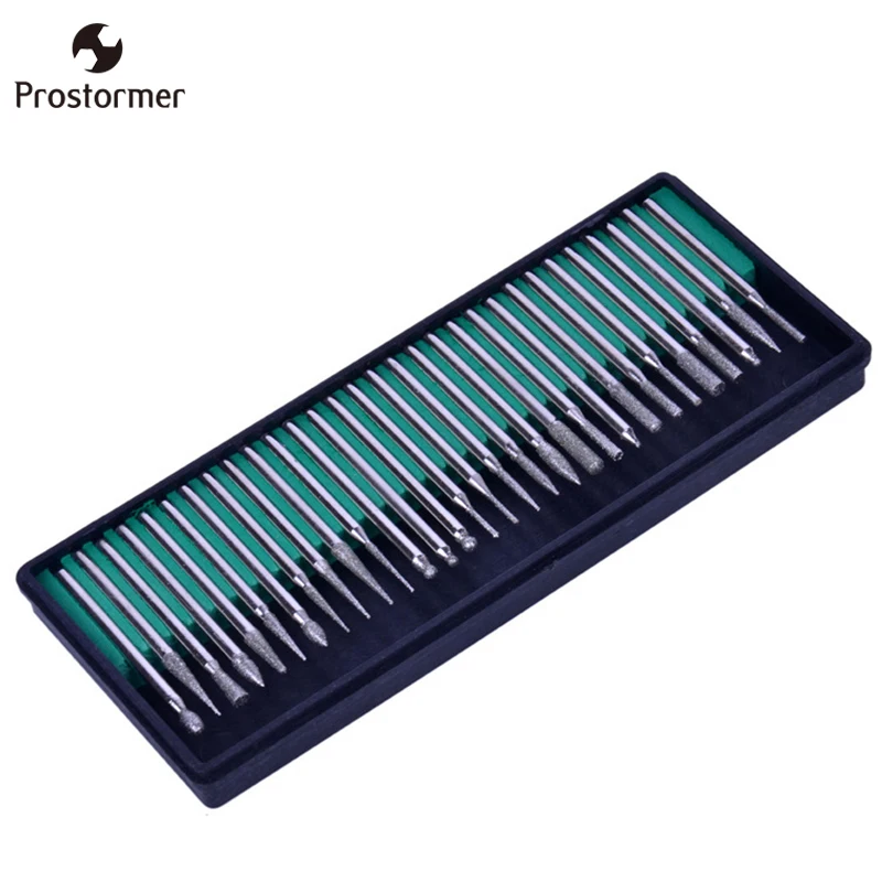 

30pc Diamond Burr Bit Set for DREMEL Rotary Tools 3mm Shank Diamond Burr Drill Grinder Bits Tool Dremel Rotary Accessories