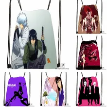 Изготовленная на заказ гинтама Саката гинтоки походная сумка на шнурке милый рюкзак для детей(черная спинка) 31x40 см#180531-04-10