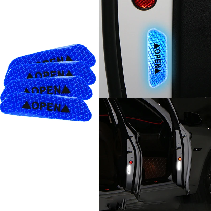 1pcs Car Door Safety Warning Reflective Stickers Open Stickers Strong Reflective Car Door Safety Warning Decal Decorative Stickers (7)