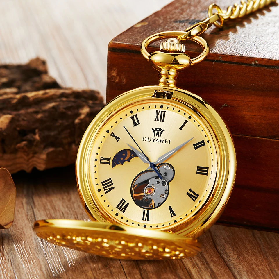 Buy Golden Color Mechanical Pocket Watch Fob Watches