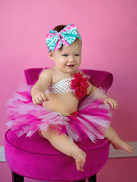 Милые юбки-пачки для малышей пышные тюлевые юбки-пачки для маленьких девочек, комплект цветковых оголовьев, тюлевые пачки для новорожденных, одежда для фотосъемки