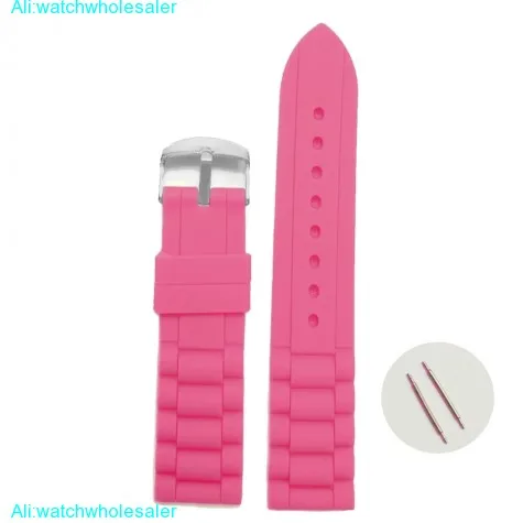 18mm Carnation Pink Silicone Jelly Rubber Ladies Watch Band Straps WB1002O18JB