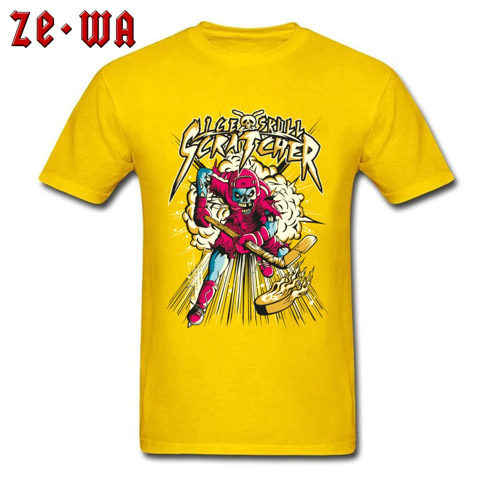 hockeyskull825y Top T-shirts for Men Casual Summer T Shirt Short Sleeve 2018 Discount Unique Tops T Shirt Round Neck 100% Cotton hockeyskull825y yellow