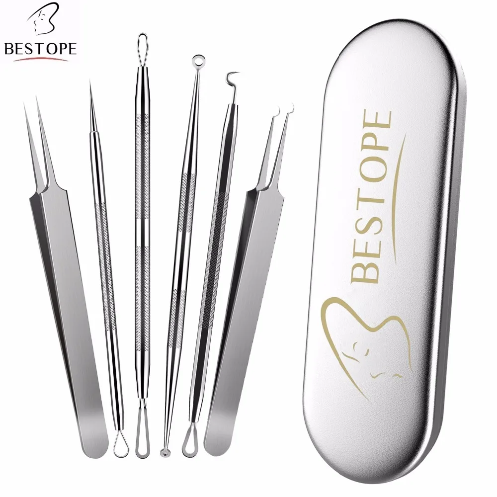 6PCS Tools Tweezers Blackhead Remover Tool Stainless Steel Tools