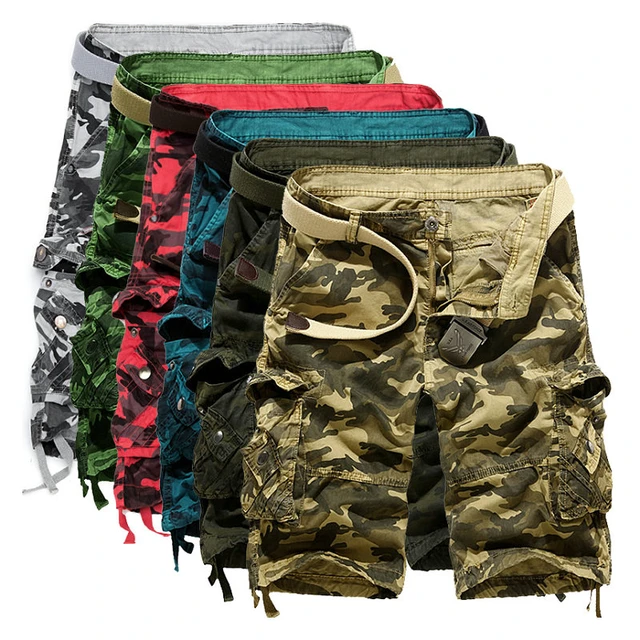 Pantalones cortos de camuflaje para hombre, Bermudas informales de algodón,  entrenamiento militar, sin cinturón, 2020 - AliExpress