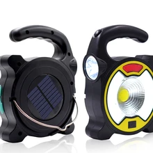 Многофункциональный COB Солнечный силовой светильник USB фонарь вспышка светильник аварийное зарядное устройство Портативный Точечный светильник для наружного кемпинга охоты