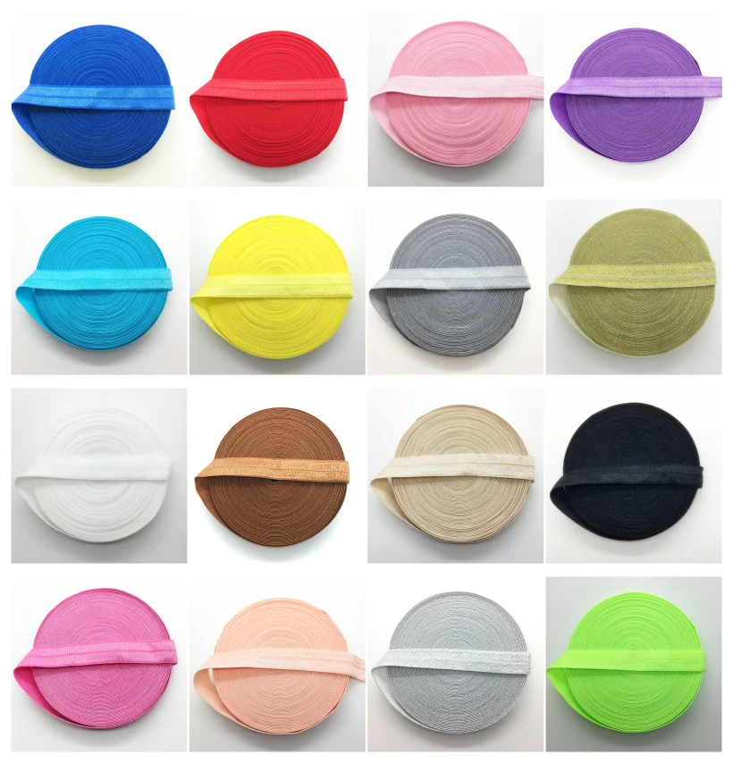 

5yards/lot 5/8" 15mm Elastic Ribbon Multirole Fold Over Elastic Spandex Satin Band Ties Hair Accessories Lace Trim Sewing Notion