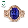 CaiMao 18KT/750 oro rosa 4,3 ct Natural si azul tanzanita AAA 0,52 ct corte redondo diamante compromiso piedras preciosas anillo de la joyería ► Foto 3/6