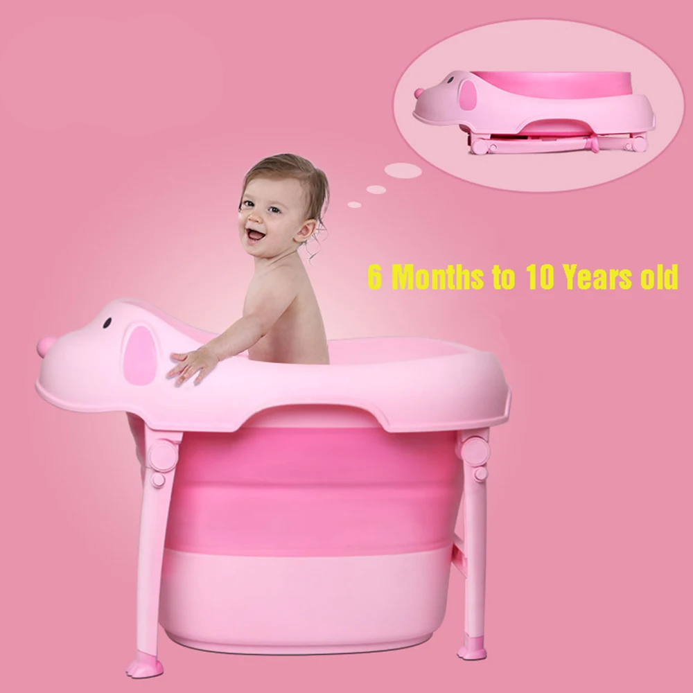 

Foldable baby bath tub swim tub child portable for newborn Cartoon dog shape baby bathtub Eco-friendly PP TPR 6M to 10Y