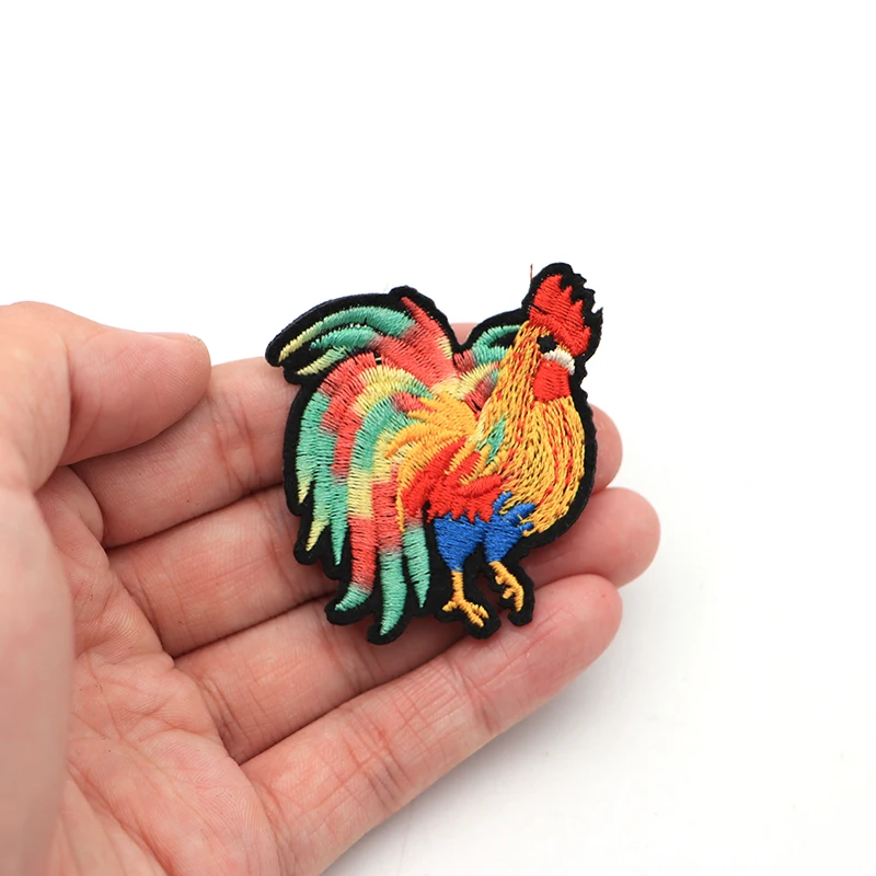

2pcs/lot Cartoon Animal Colorful Big Cock Rooster Embroidery Patch for Clothes Iron on Applique for Bag Diy Accessorie SC4103