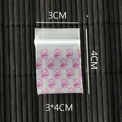 Лидер продаж 300 шт. 3x4 см мини Самоуплотняющаяся Zip блокировки Пластик Сумки розовый поросенок узор прозрачное кольцо ювелирные изделия