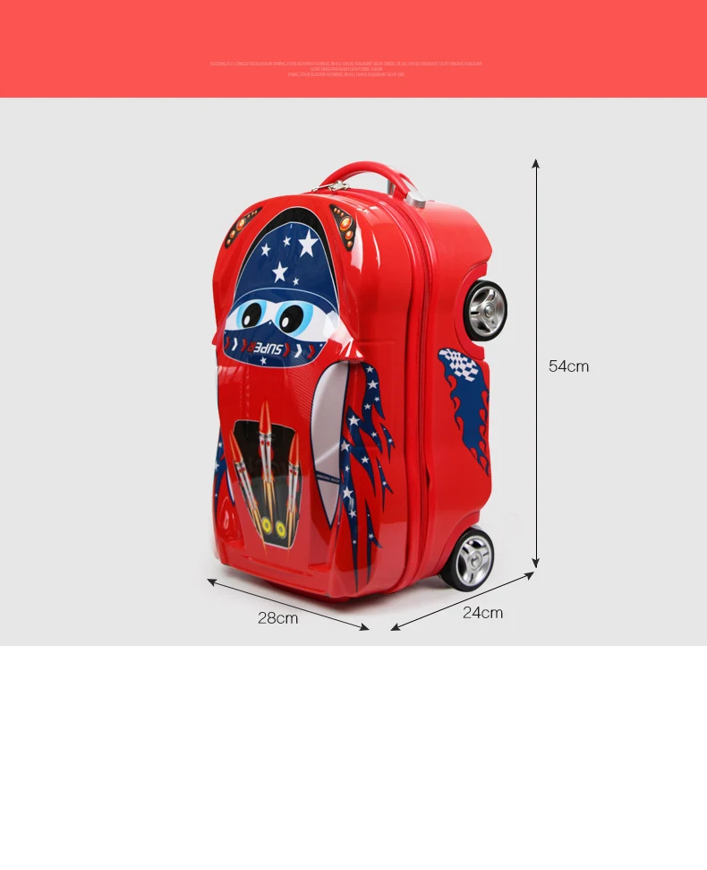 New 3D Kids Suitcase on wheels car trolley luggage travel cabin suitcase for boys suitcase Children cartoon Rolling luggage