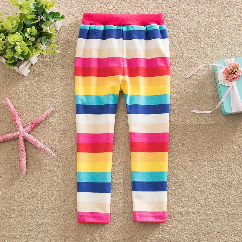 Леггинсы для девочек; детские штаны; одежда для малышей; штаны в радужную полоску с принтом для девочек