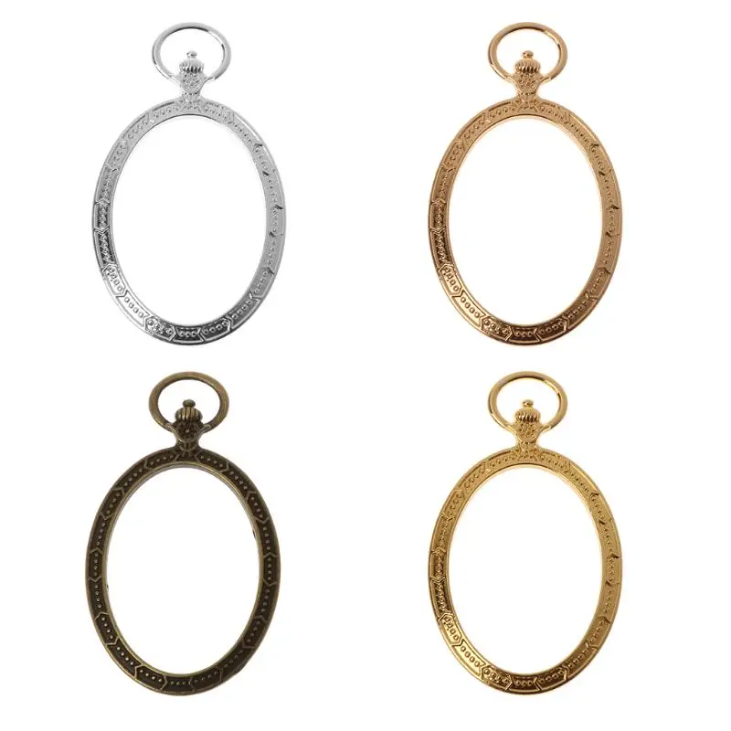 

5Pcs Oval Pocket Watch Metal Frames Pendant Open Back Bezel Resin Jewelry Making