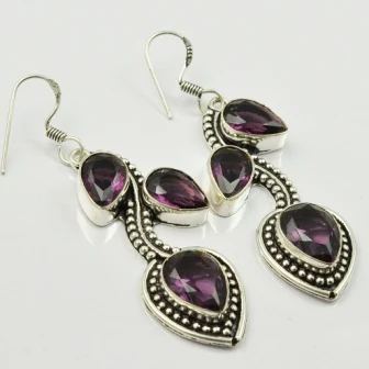 

Amethysts, Silver Overlay on Copper Earrings, , 60mm , E1932