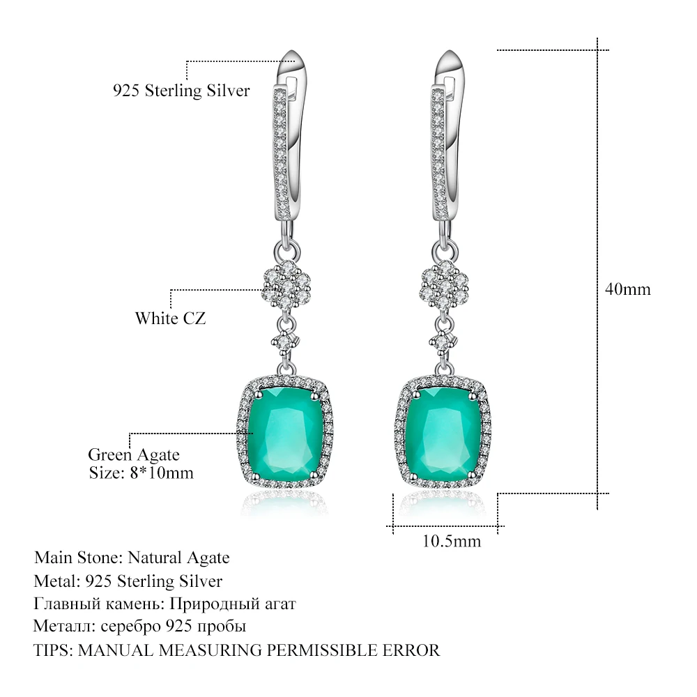 Gem's Ballet 4.43ct натуральный зеленый агат 925 пробы серебро ювелирные изделия Висячие серьги ювелирные изделия уникальный подарок для женщин