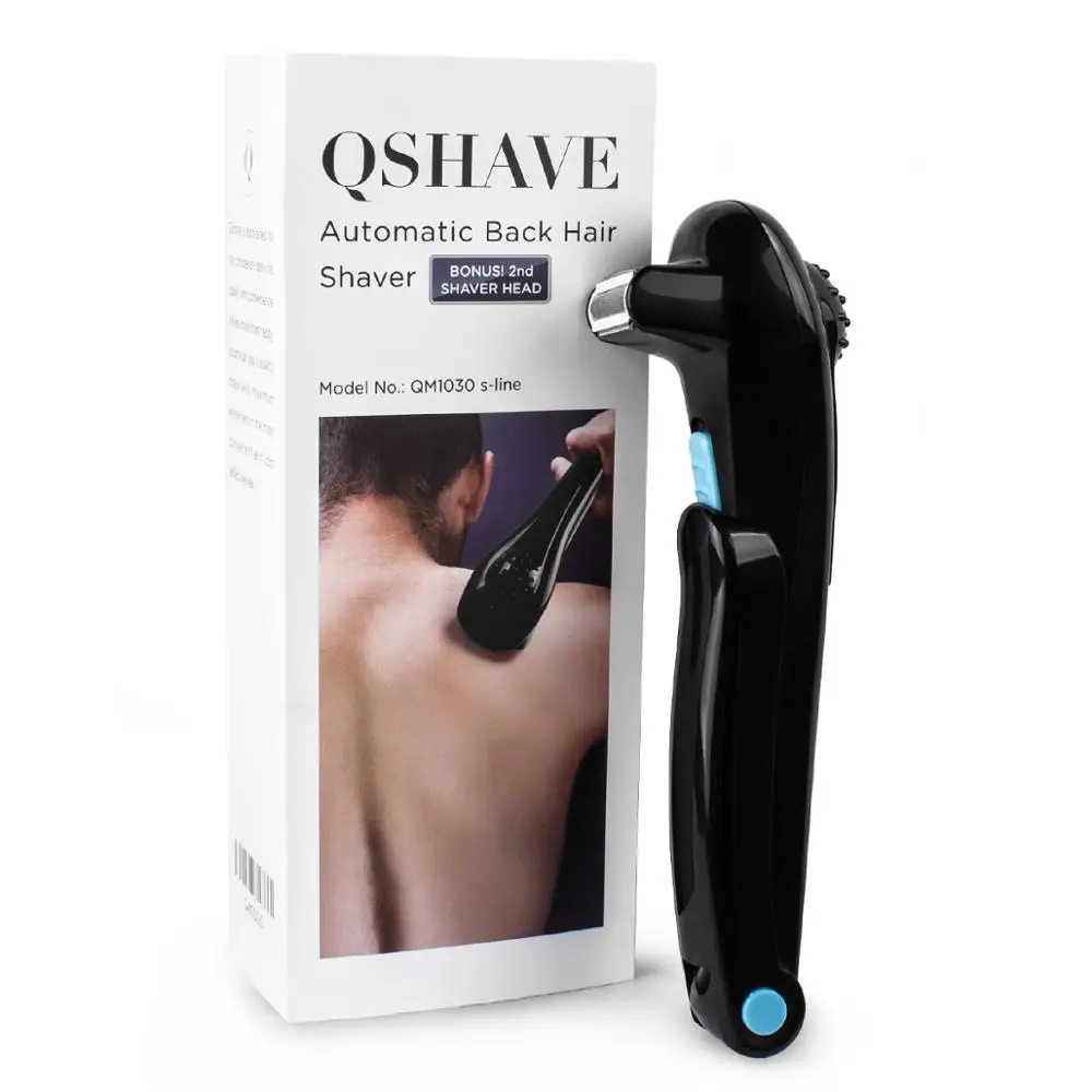 

QSHAVE Do-It-Yourself Back Shaver Battery Operated AA Back Hair Body Underarm Back Hair Removal, 1 Razor & 2 Replacement Blades