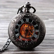2015 Nuevo Fresco Esqueleto Reloj de Bolsillo Mecánico de la Mano del Viento Relojes de Los Hombres de Moda Reloj de Bolsillo de La Vendimia Reloj