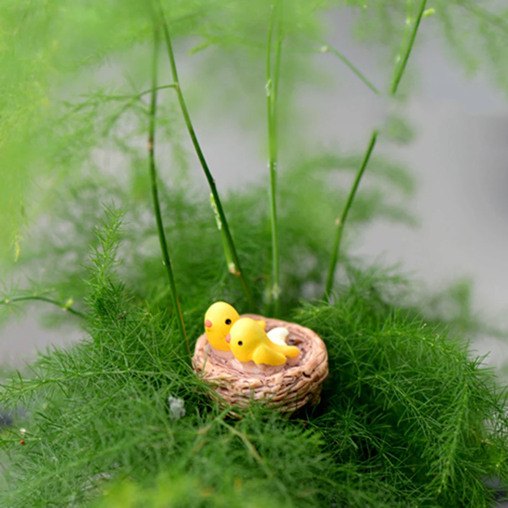 Мини-гнездо с птицами Сказочный Сад миниатюрные гномы моховые террариумы фигурки из смолы для украшения дома аксессуары