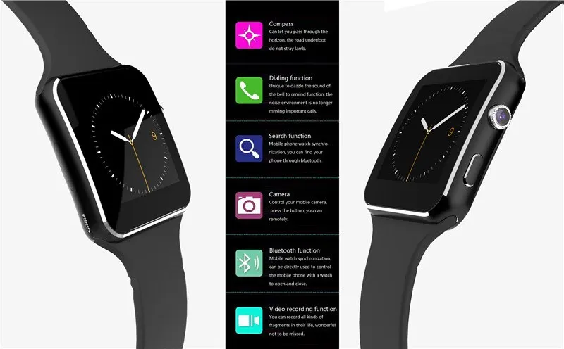 Slimy Bluetooth Смарт часы X6 камера Smartwatch Поддержка 2G SIM TF карта Whatsapp Facebook для телефона Android спортивный шагомер