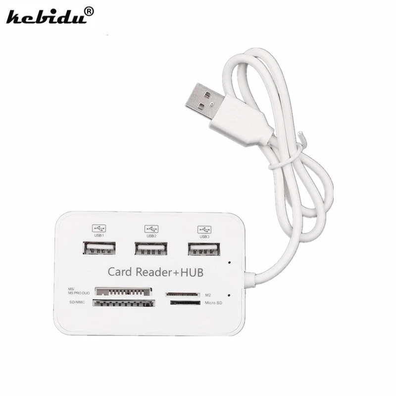 

kebiduNew USB Hub Combo 2.0 3 Ports Card Reader High Speed Multi USB Splitter Hub Support Micro SD Card MMC card For PC Computer