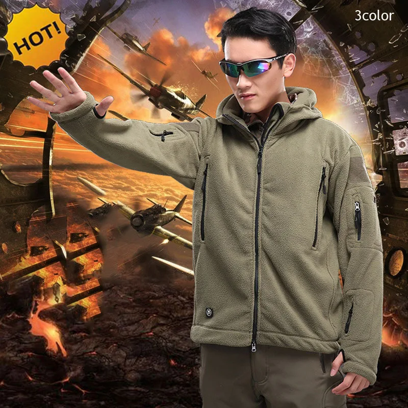 

2017 Outdoors TAD Polar Fleece Tactical Stretch Solid Hoodies Thermal Military Warm Jacket Multi-Pocket Mens Outerwear army Coat