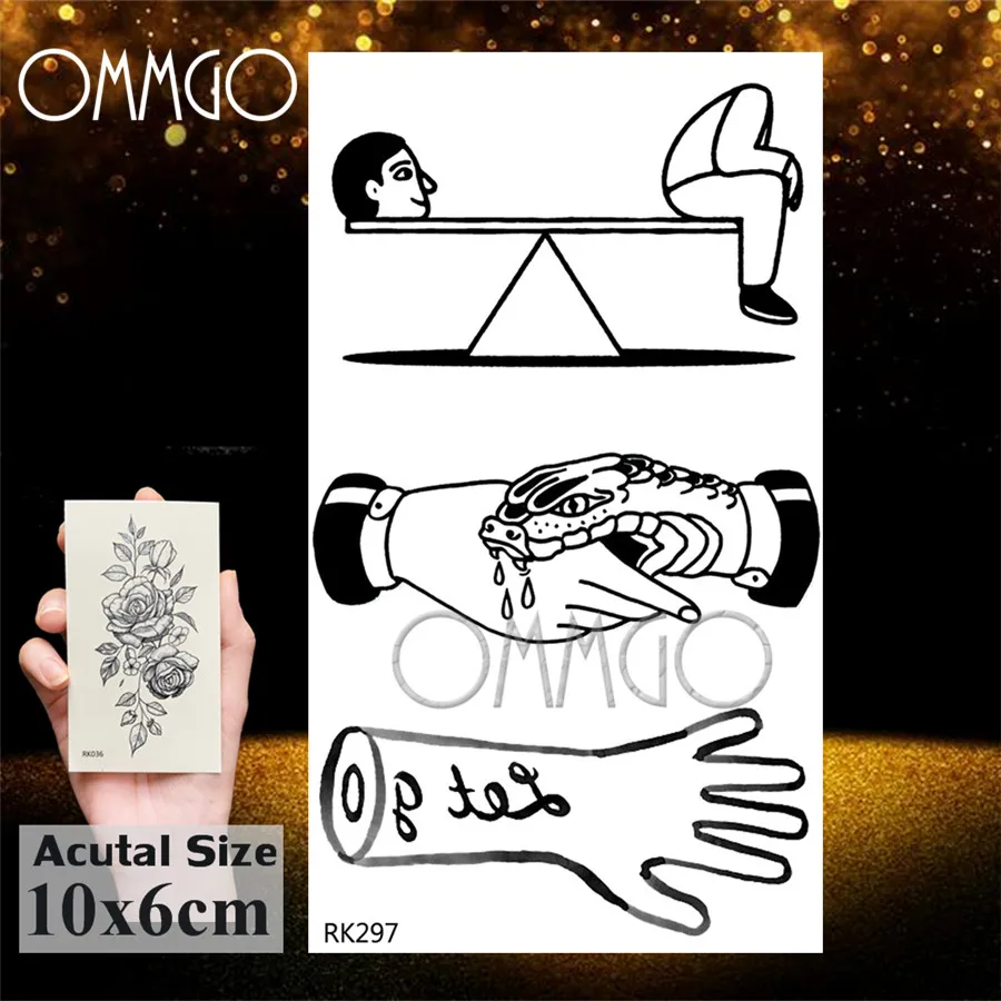 Временные татуировки OMMGO на наручники для сексуальной любви черное